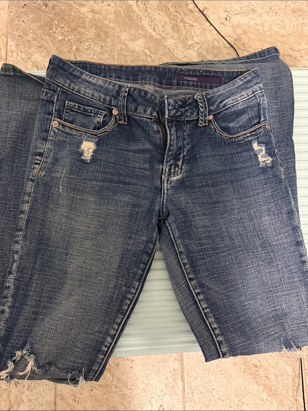 Vigoss Women’s Faded Blue Distressed Boyfriend Jeans